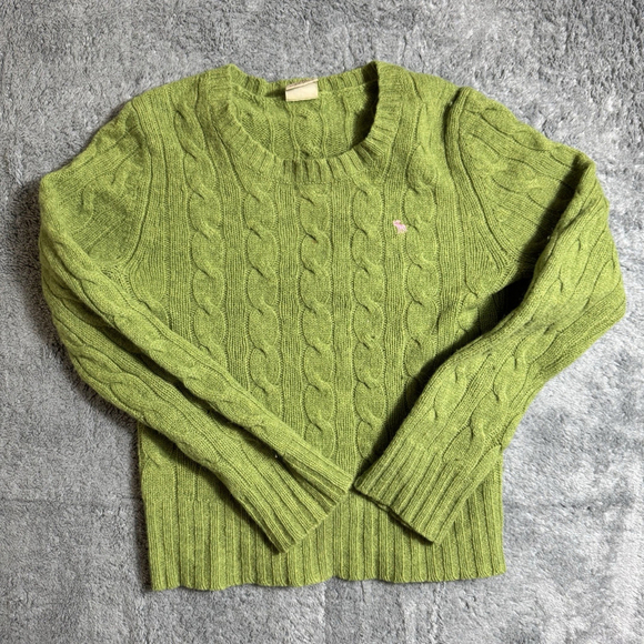 Abercrombie & Fitch Sweaters - Y2K Abercrombie & Fitch Vintage 100% Wool Cable Knit Sweater Green Small